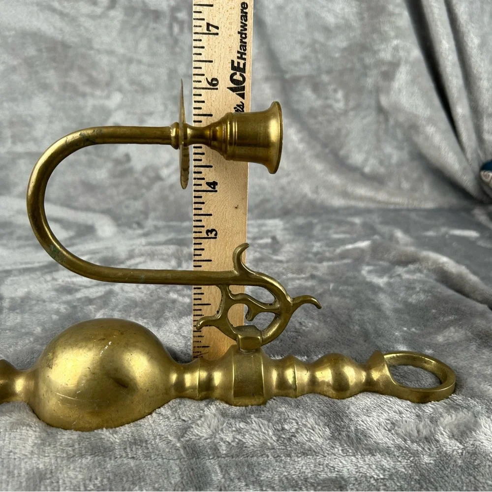 Wall Sconce Brass Hanging Candle Holder Heavy Colonial‎ Style Cottagecore MCM